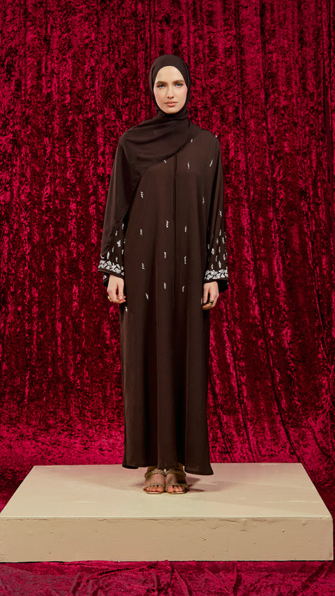 Korean Zoom Qamishli Dark Brown Abaya