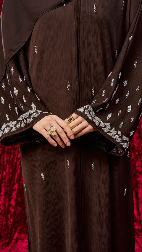 Korean Zoom Qamishli Dark Brown Abaya