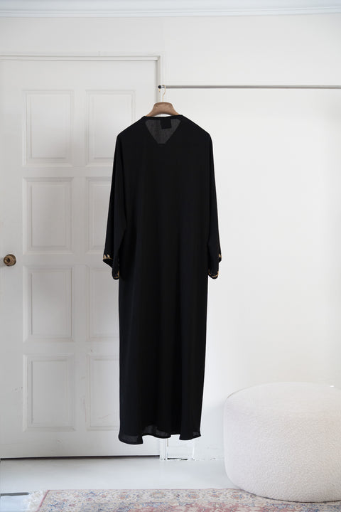Korean Zoom Qalali Black Abaya
