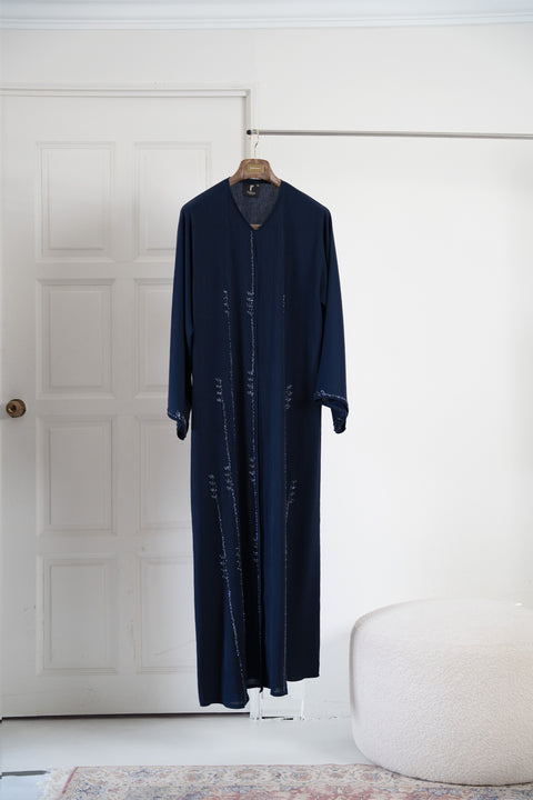 Korean Zoom Qalali Dark Blue Abaya