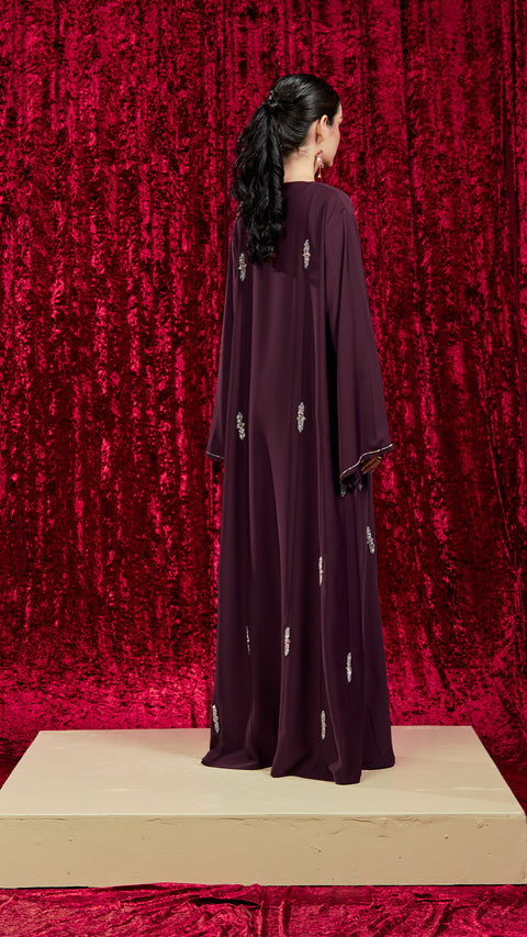 Korean Nidha Ranya Burgundy Abaya
