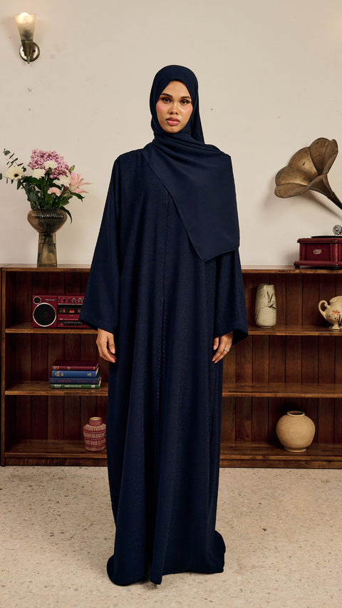 Rosed Crepe Reyhanli Dark Blue Abaya