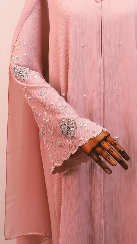 Korean Zoom Ruman Pink Abaya