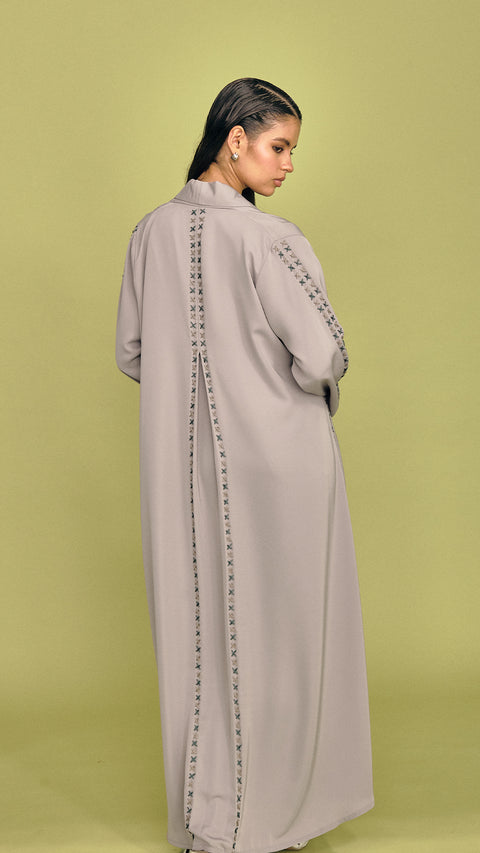 Korean Nidha Ruwi Taupe Coat Abaya