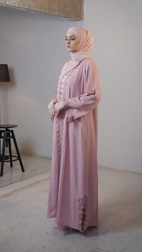 Korean Nidha Salmiya Frosting Pink Abaya