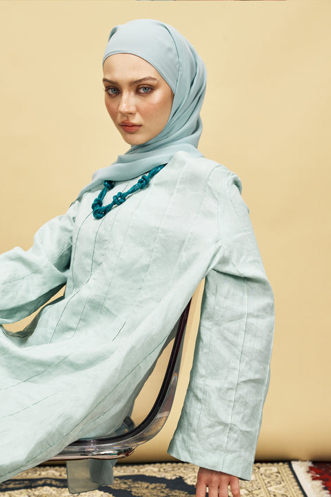Shasha Pure Linen Daily Dress in Misty Jade