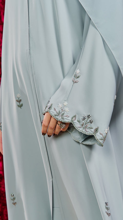 Korean Nidha Sansy Powder Blue Abaya