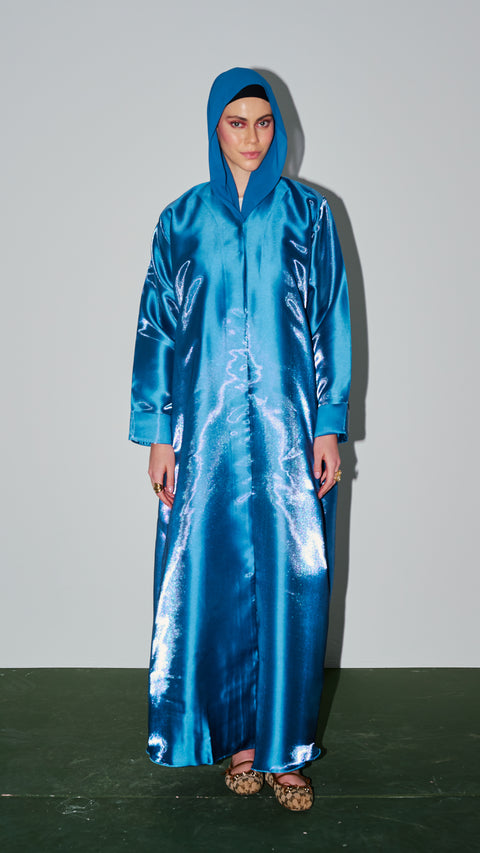 Korean Organza Scha Cobalt Blue Abaya