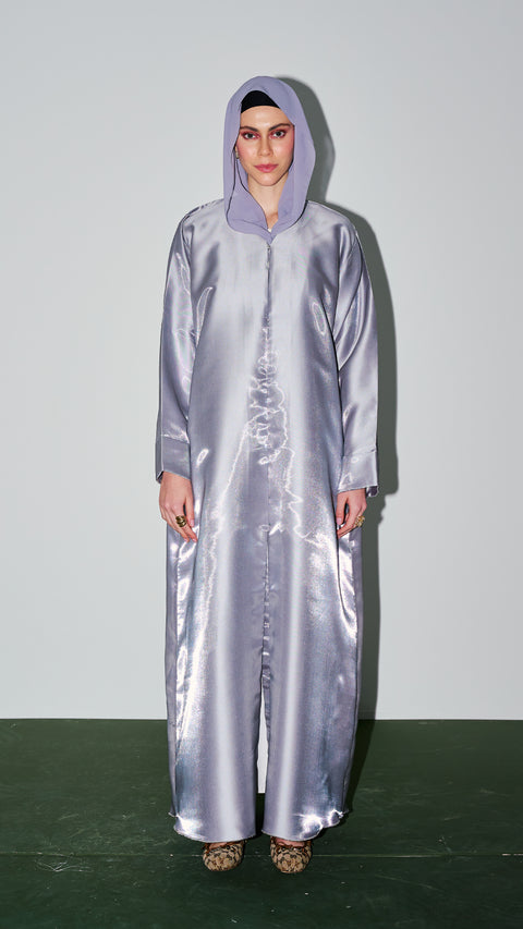 Korean Organza Scha Silver Abaya