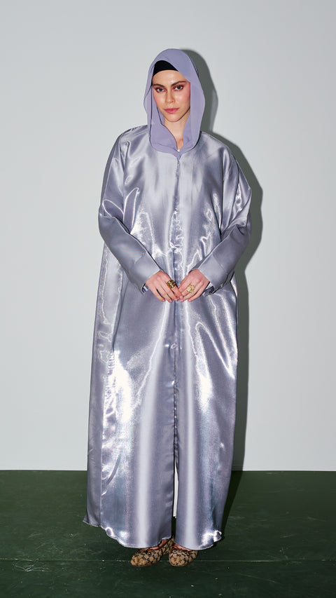Korean Organza Scha Silver Abaya