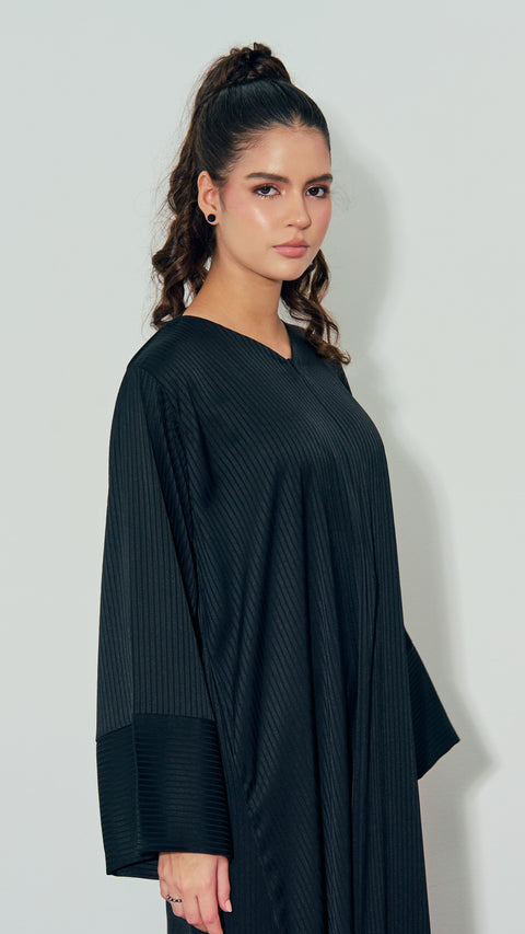 Ribbed Matte Satin Sharjah Black Dress