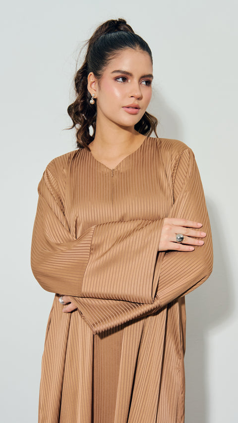 Ribbed Matte Satin Sharjah Bronze Dress