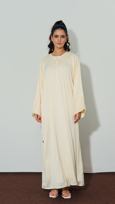 Ribbed Matte Satin Sharjah Cream Dress
