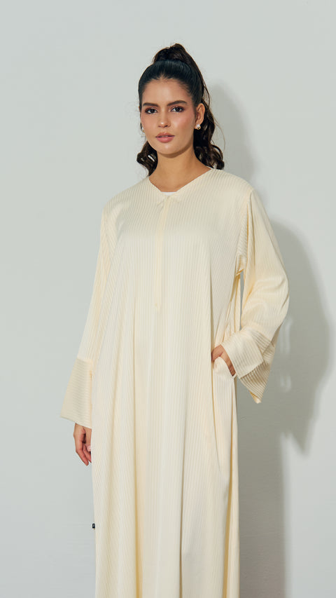 Ribbed Matte Satin Sharjah Cream Dress