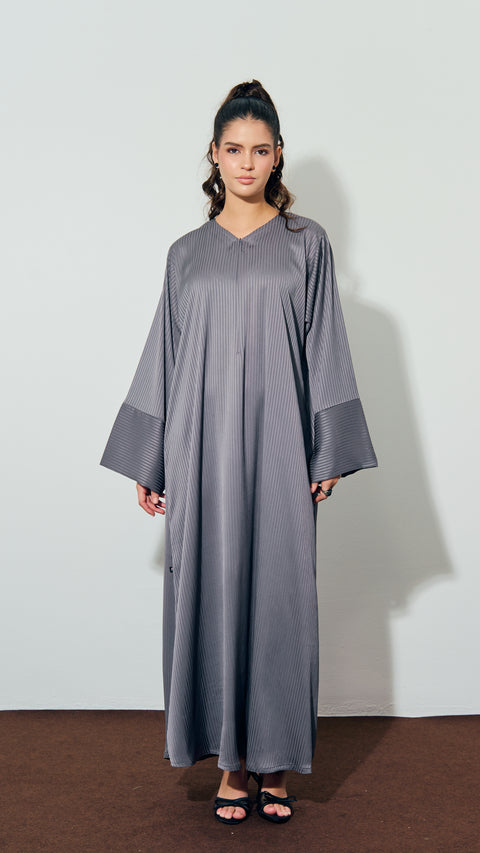 Ribbed Matte Satin Sharjah Grey Dress