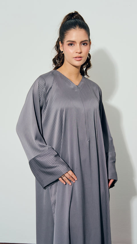 Ribbed Matte Satin Sharjah Grey Dress