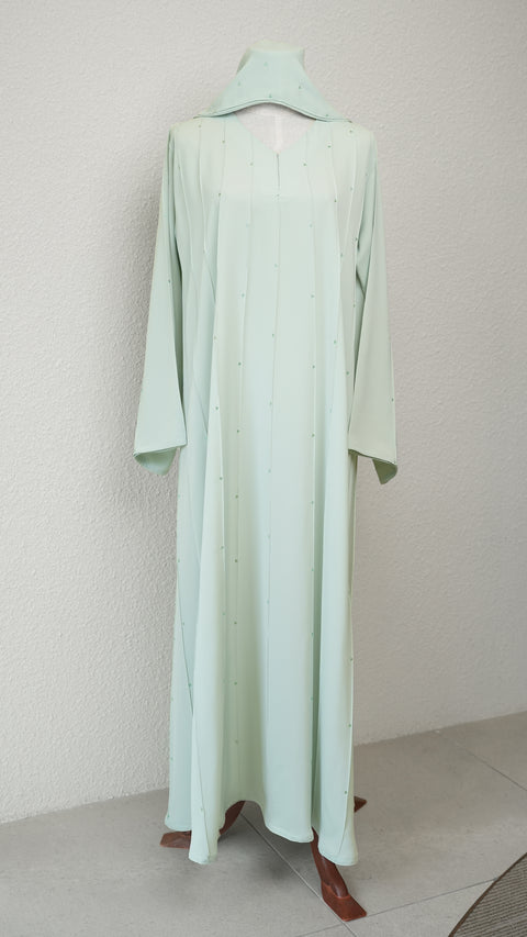 Korean Nidha Shasha Pastel Green Abaya