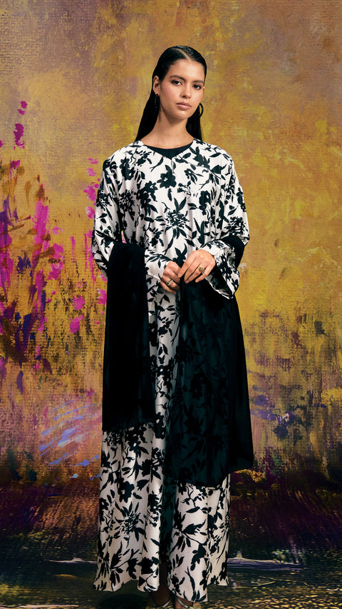 Satin Siwa Petal Black Dress