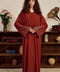 Korean Zoom Suwar Brick Orange Abaya