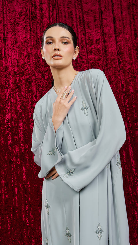 Korean Nidha Tarim Powder Blue Abaya