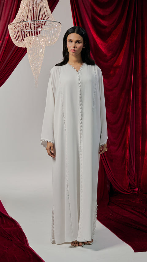 Korean Nidha Waha White Abaya