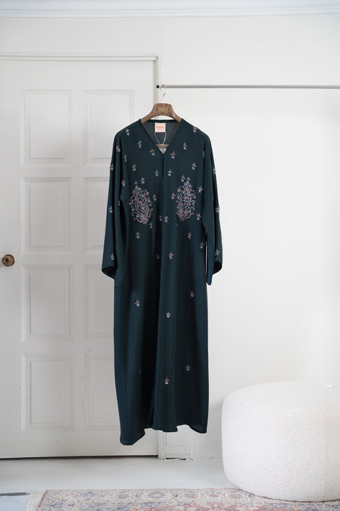 Korean Zoom Wahiba Emerald Green Abaya