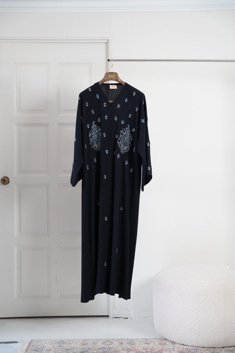 Korean Zoom Wahiba Midnight Blue Abaya