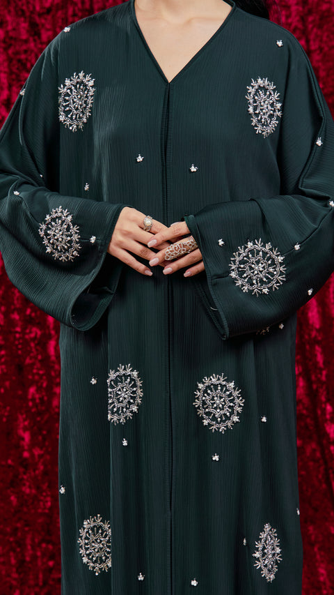 Korean Zoom Yanbu Emerald Green Abaya