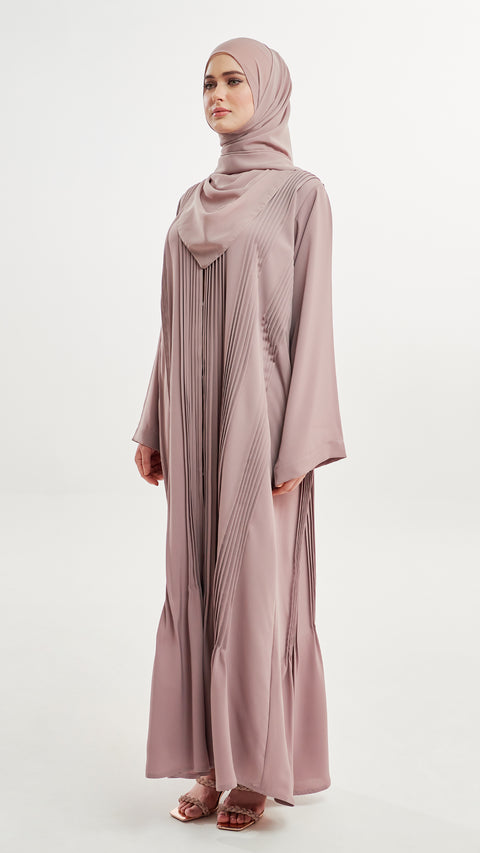 Korean Nidha Estella Pleated Mauve Abaya