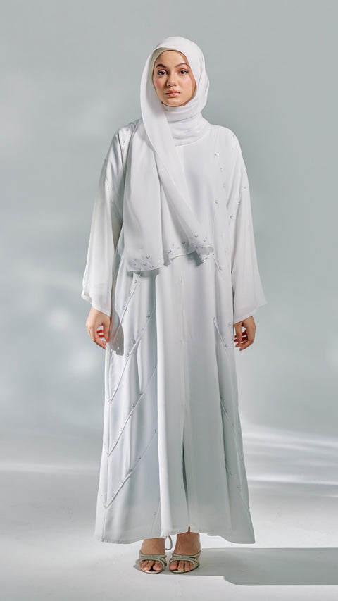 Korean Nidha Irdina Frost White Abaya