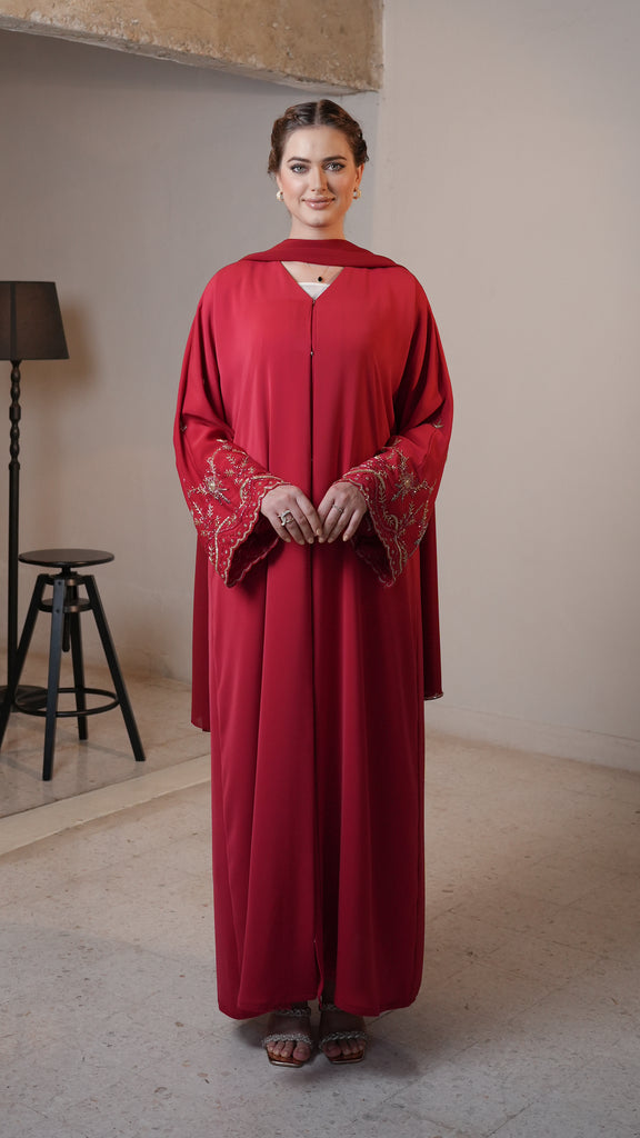 Korean Nidha Adliya Scarlet Red Abaya