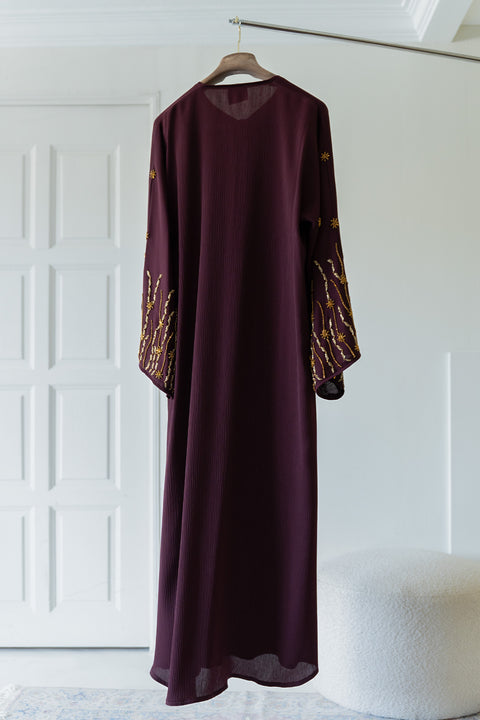 Ahwar Burgundy Abaya