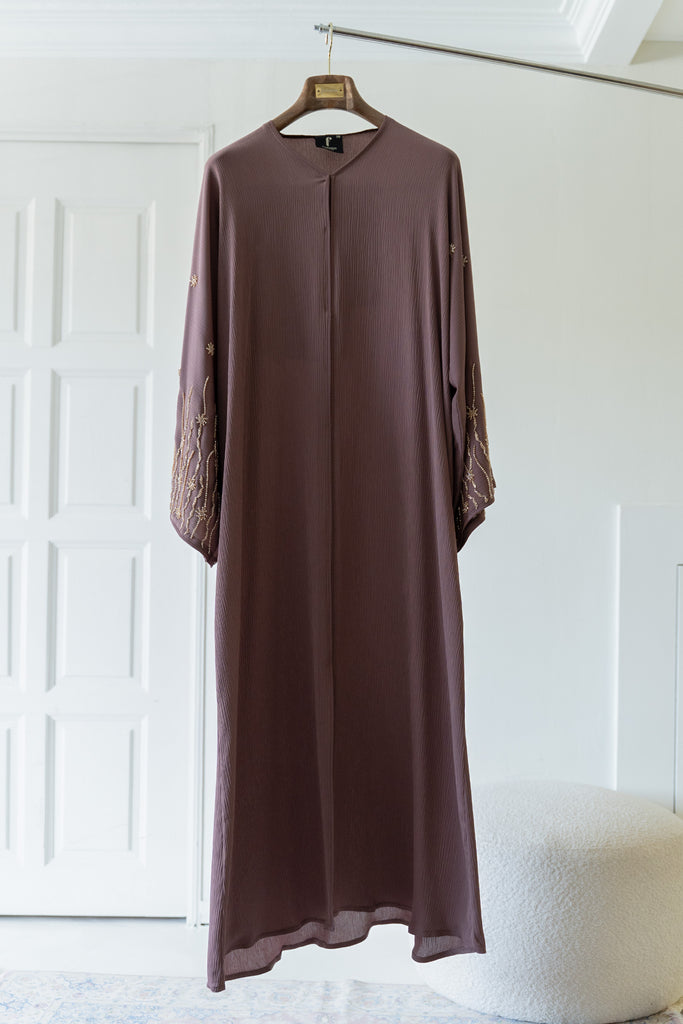 Korean Zoom Ahwar Deep Mauve Abaya