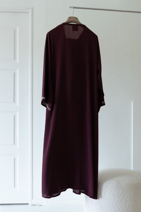 Korean Zoom Amadiya Burgundy Abaya