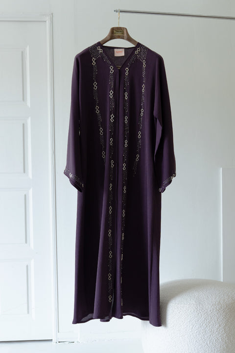 Korean Zoom Amadiya Dark Purple Abaya