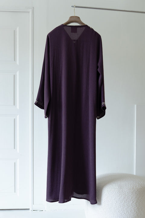 Korean Zoom Amadiya Dark Purple Abaya