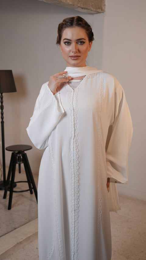 Amanjena Frost White Abaya