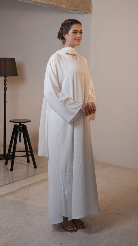 Amanjena Frost White Abaya