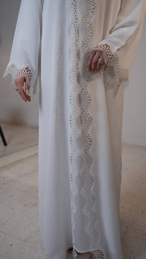 Attabad Frost White Cardi Abaya