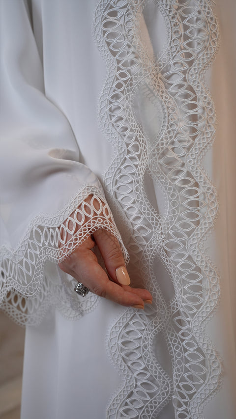 Attabad Frost White Cardi Abaya