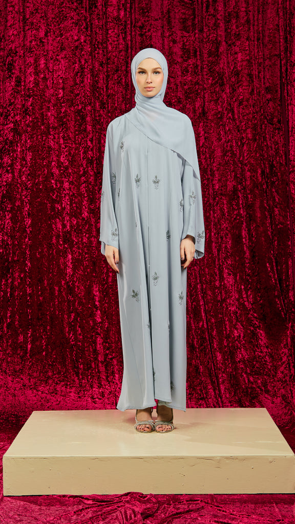 Korean Nidha Azna Light Greyish Blue Abaya