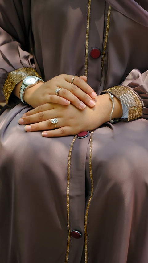 Alena Warm Burgundy Abaya by Guzel Kismet