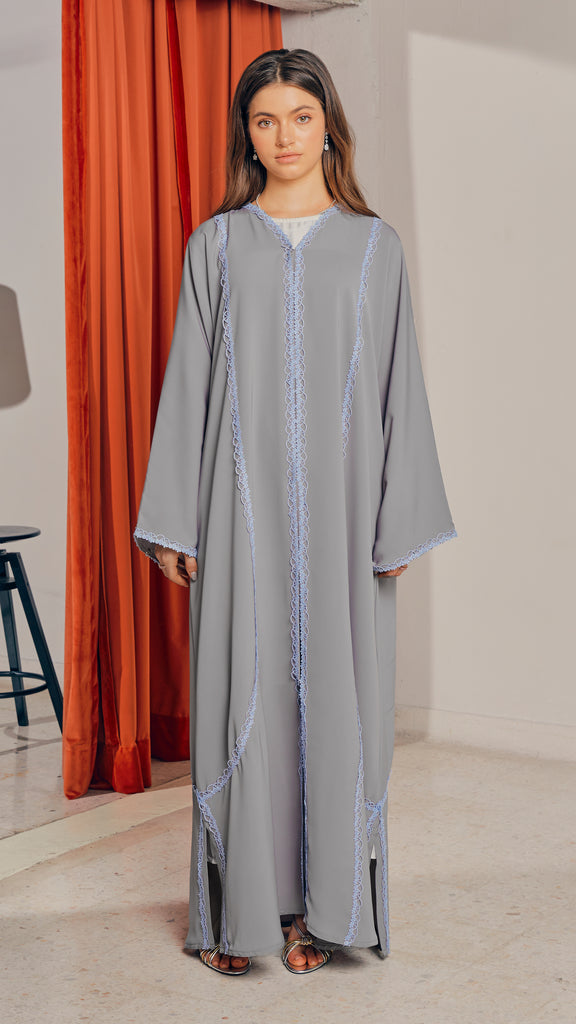 Korean Nidha Amanjena Fog Grey Abaya