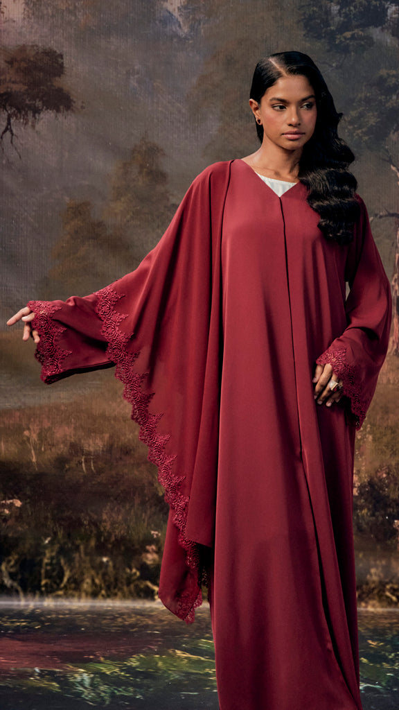Korean Nidha Amasya Royal Burgundy Abaya