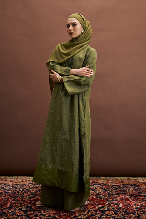 Anini  Linen Tunic in Sap Green