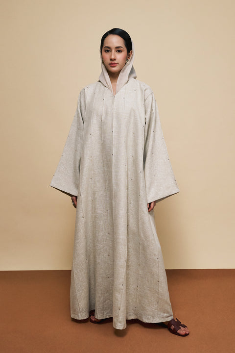 Shasha Light Gold Linen Abaya