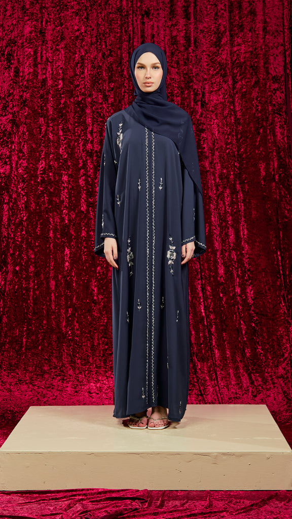 Korean Nidha Asalem Dark Blue Abaya