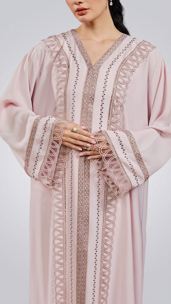 Korean Nidha Badin Pale Pink Abaya