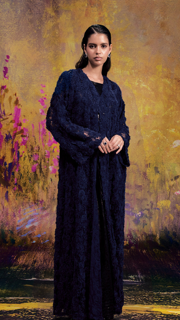 Soft Lace Basirah Blue Abaya