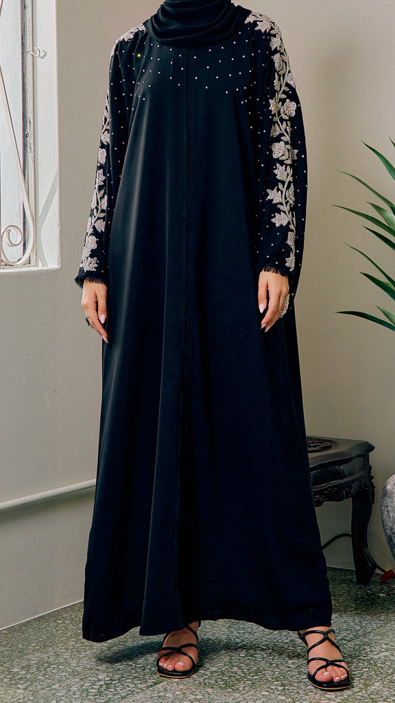 Korean Nidha Bursa Obsidian Silver Abaya
